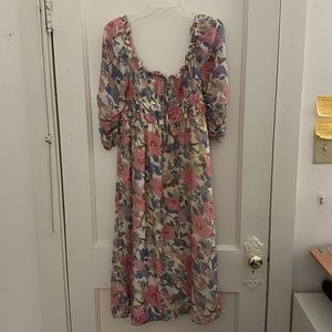 Midi floral 3/4 sleeve dress